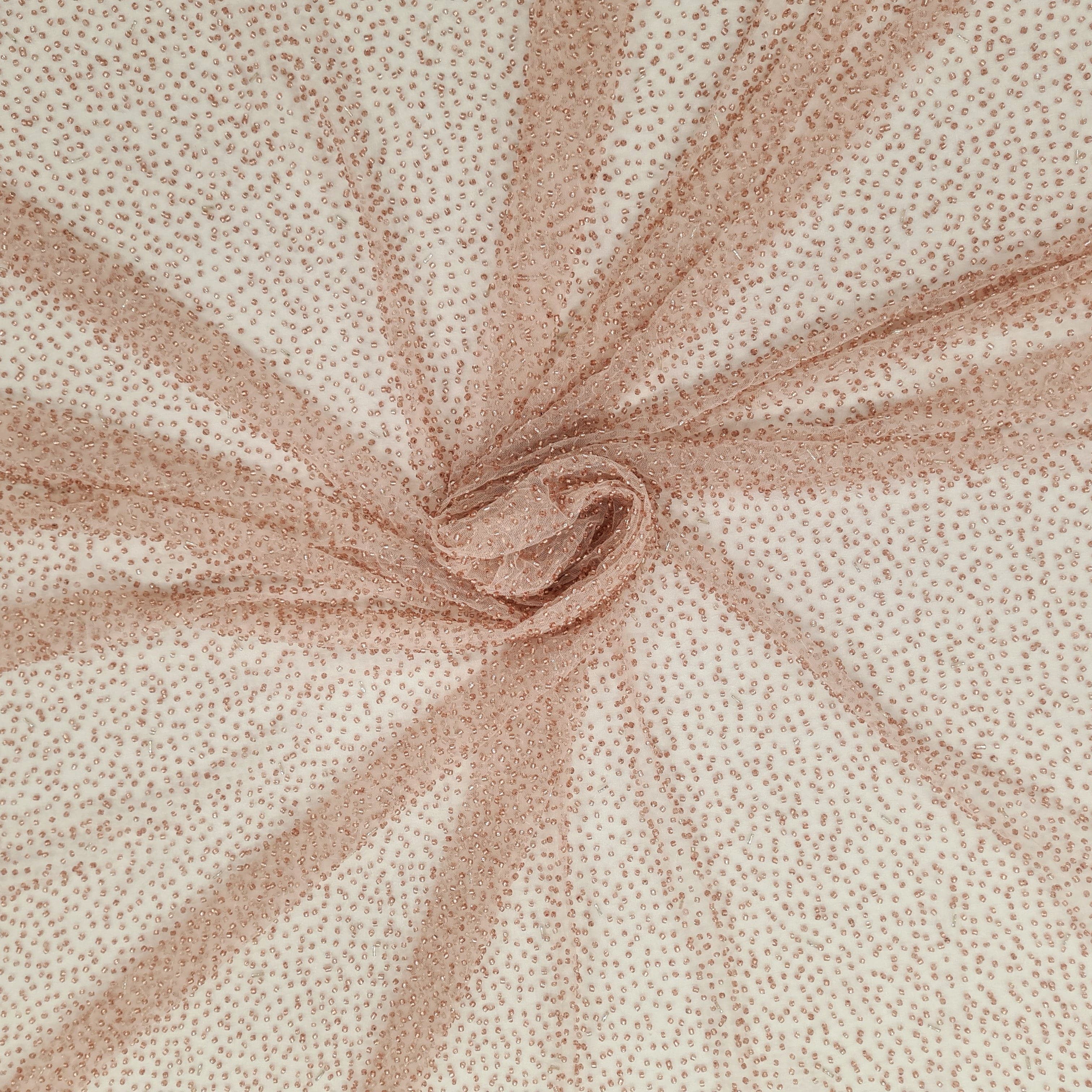 Blush Beaded Tulle — soft, 100% nylon, 110cm wide