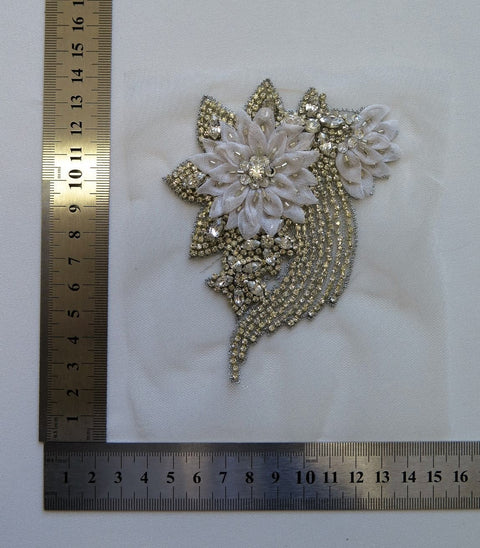 Crystal and Georgette Applique A12426 1/Ivory Silver