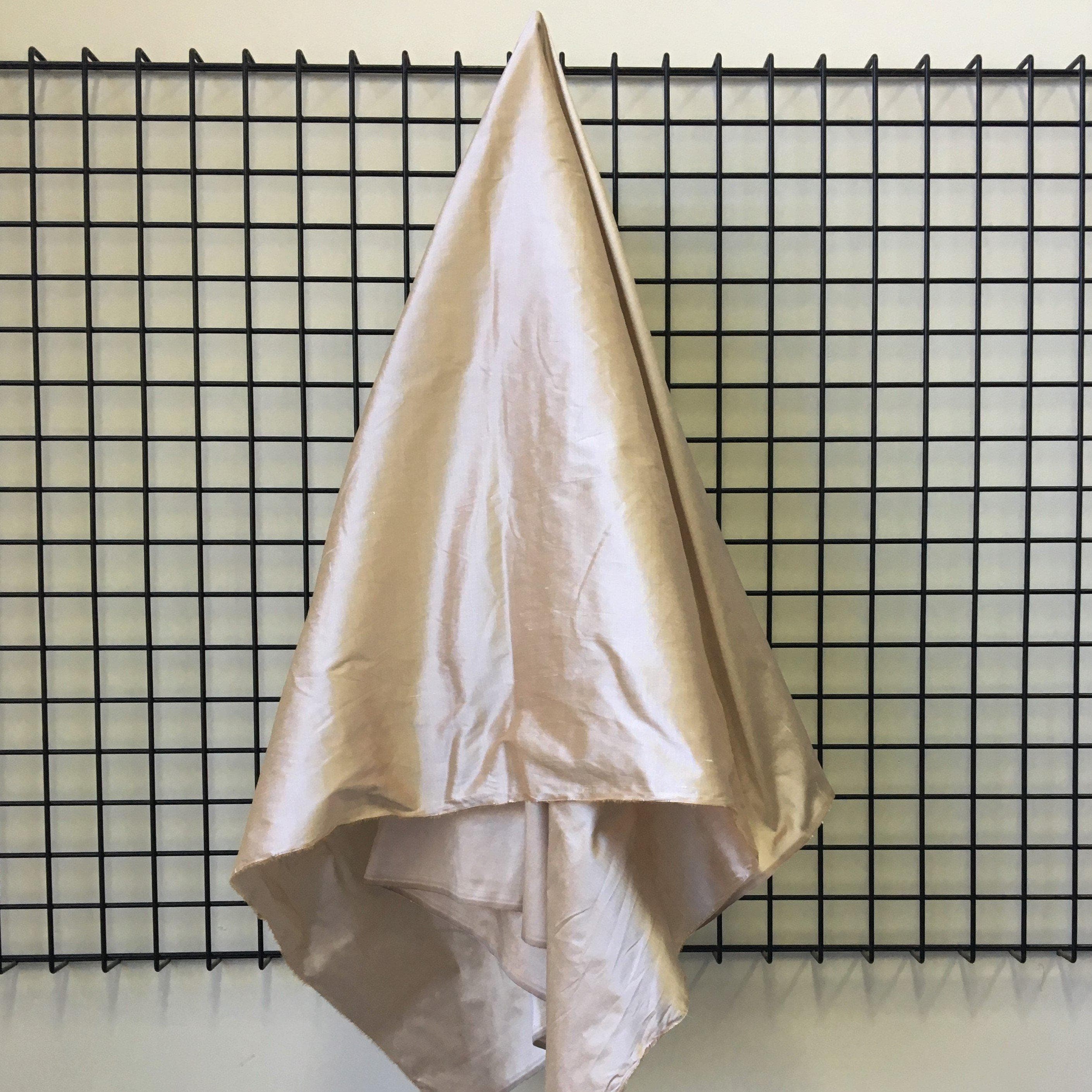 Almond Silk Dupion — mid-weight and crisp with a lightly slubbed texture, 100% silk, 137cm wide