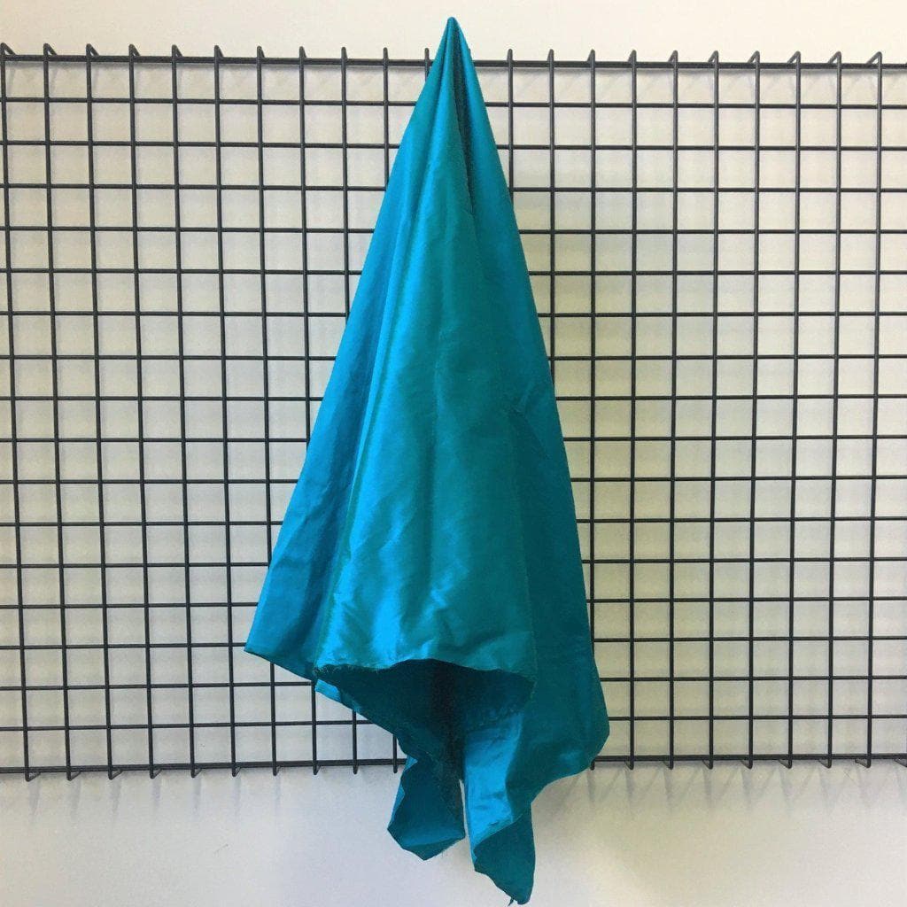 Aqua Silk Dupion — mid-weight and crisp with a lightly slubbed texture, 100% silk, 137cm wide