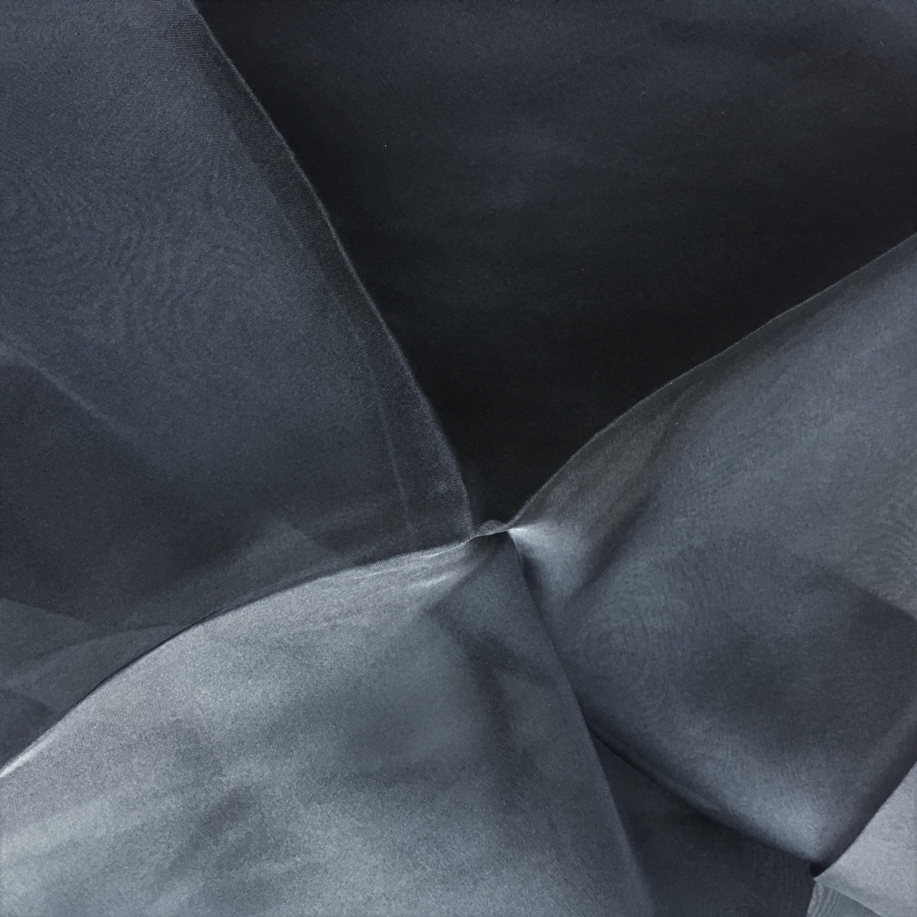 Black Silk Organza — lightweight, sheer and smooth with a low-sheen finish, 100% silk, 137cm wide