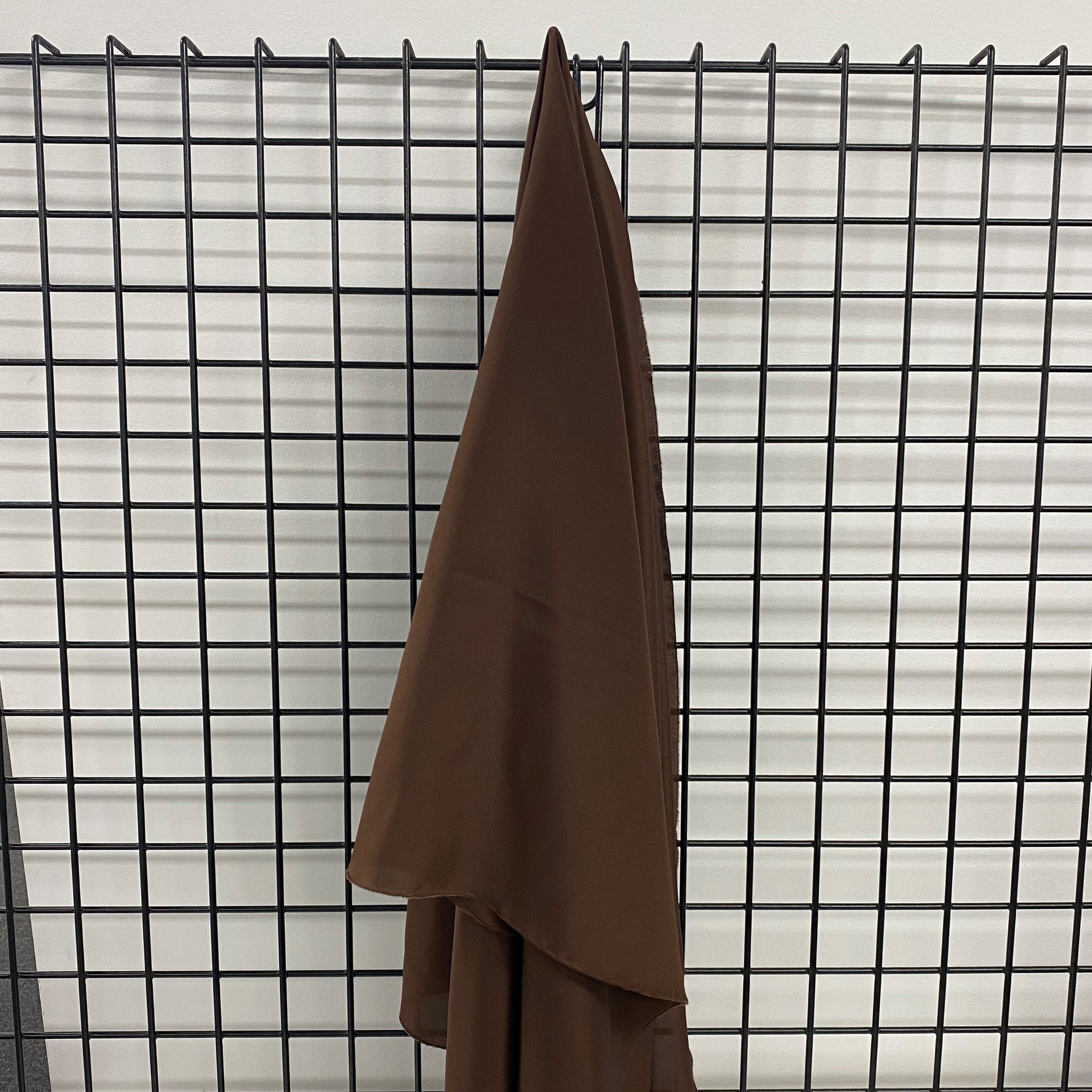 Chocolate Crepe De Chine — lightweight with a low-sheen matte finish and a soft, fluid drape, 100% mulberry silk, 137cm wide