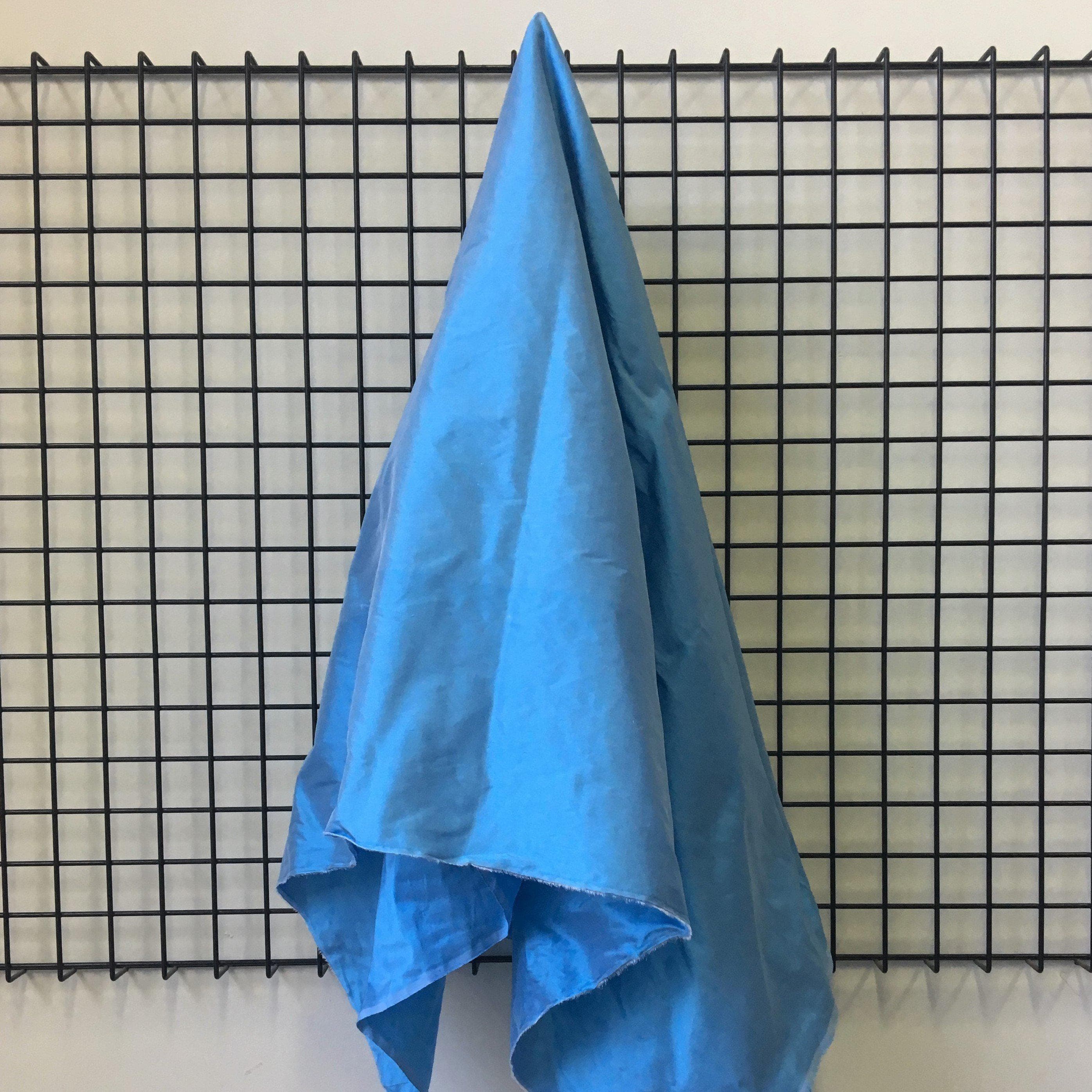 Cornflower Silk Dupion — mid-weight and crisp with a lightly slubbed texture, 100% silk, 137cm wide