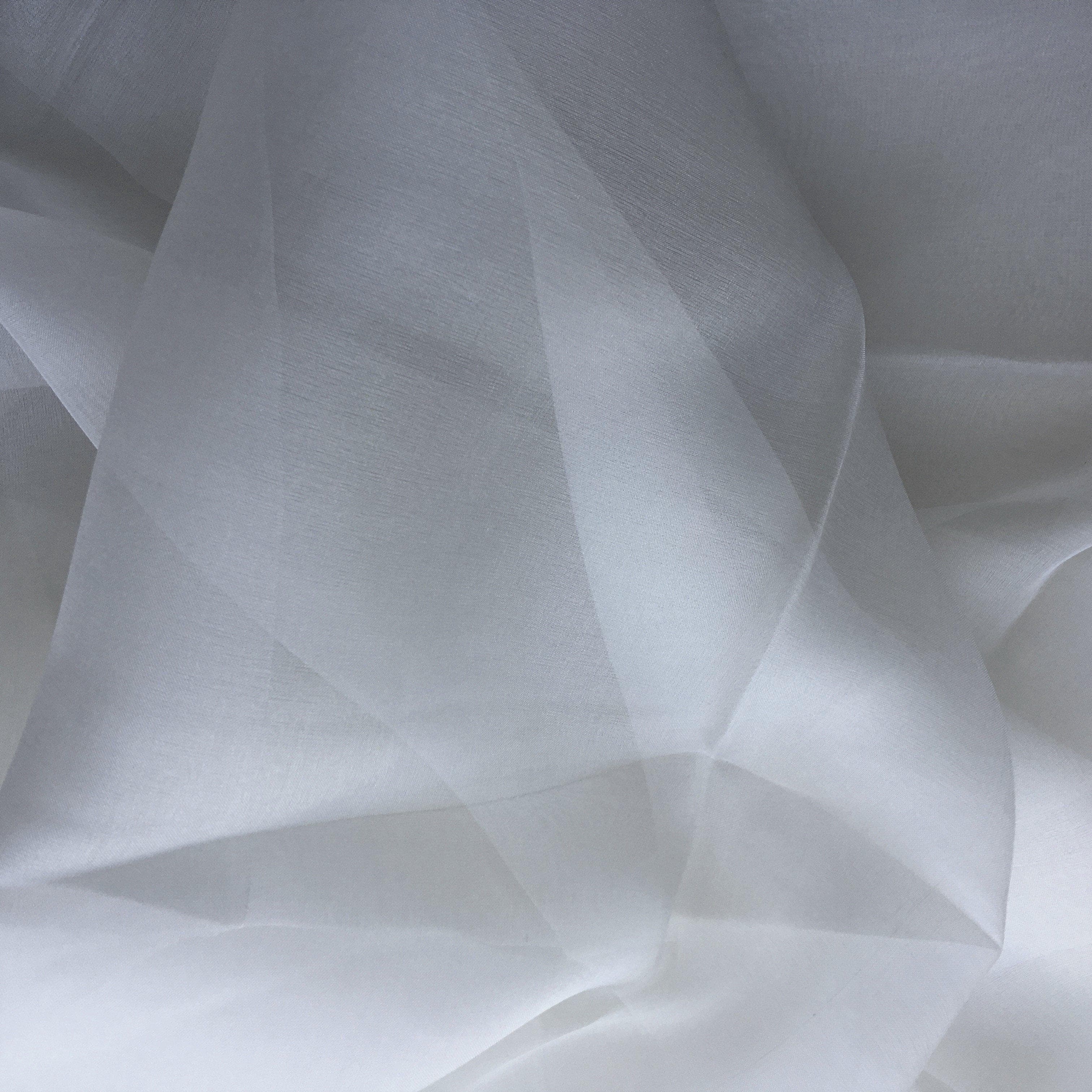 Dove Silk Organza — lightweight, sheer and smooth with a low-sheen finish, 100% silk, 137cm wide