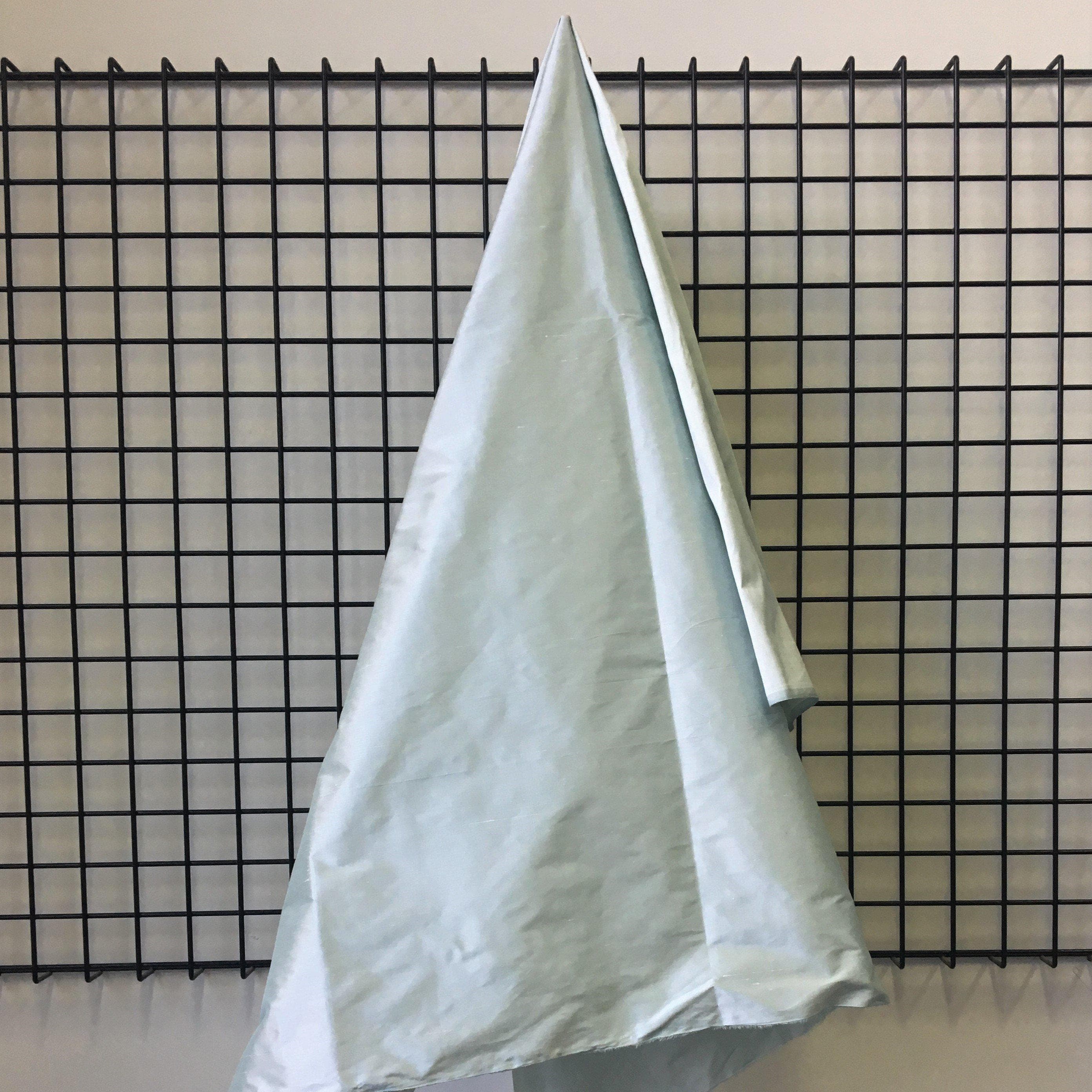 Duck Egg Silk Dupion — mid-weight and crisp with a lightly slubbed texture, 100% silk, 137cm wide