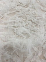 Ivory Rosette Ruffle Tulle — soft, 100% nylon, 140cm wide