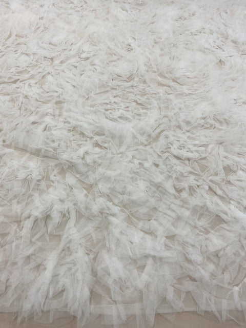 Rosette Ruffle Tulle Ivory (E17497)