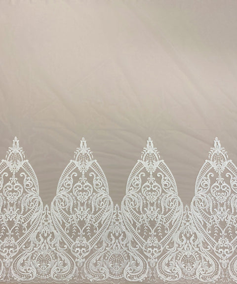 Embroidered Border Tulle (G5020) Ivory