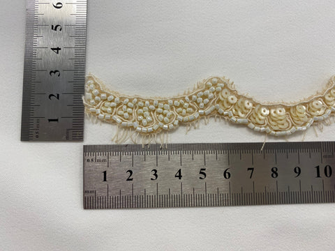Corded Lace Beaded Trim 1391bt Champagne