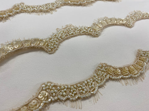 Corded Lace Beaded Trim 1391bt Champagne