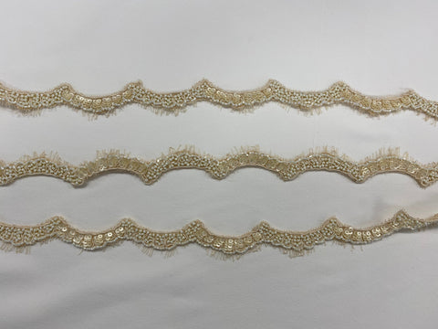 Corded Lace Beaded Trim 1391bt Champagne