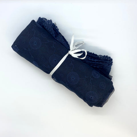 Remnant Circular embroidered tulle (KR6148) Navy