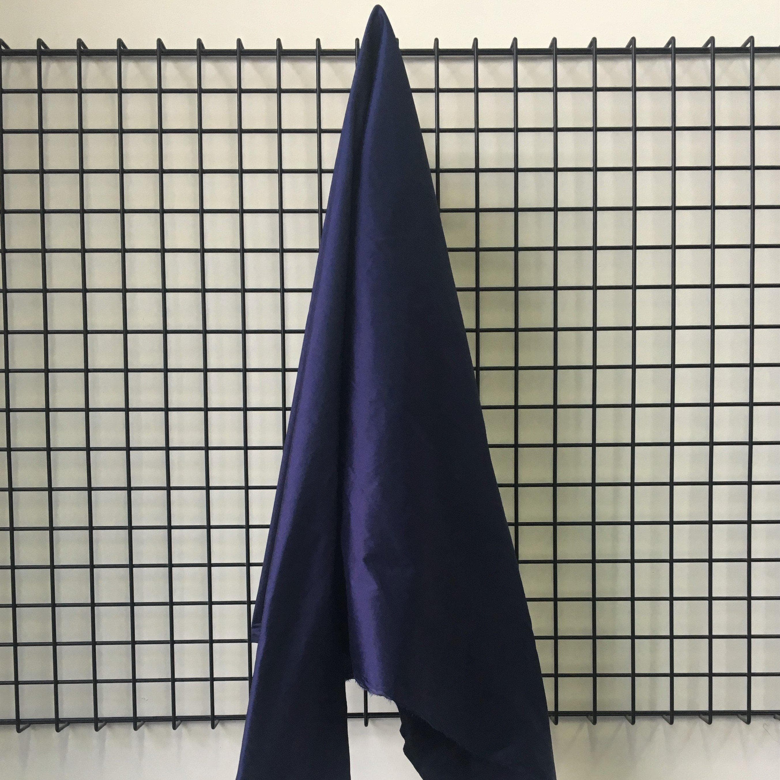Indigo Silk Dupion — mid-weight and crisp with a lightly slubbed texture, 100% silk, 137cm wide