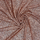 Rose Gold Sequin Georgette — heavily sequined on a 100% silk georgette base, with sequins running the length, 110cm wide