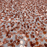 Rose Gold Sequin Georgette — heavily sequined on a 100% silk georgette base, with sequins running the length, 110cm wide