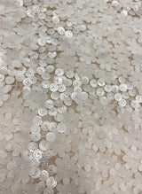 Ivory Sequined Floral Tulle — featuring floral motifs, a 3D floral design and hand-beading, 100% polyamide, 110cm wide