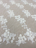Embroidered 3D Tulle (K25675) Ivory