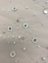 Ivory Embellished Tulle — featuring hand-beading and sequins, 100% nylon, 140cm wide