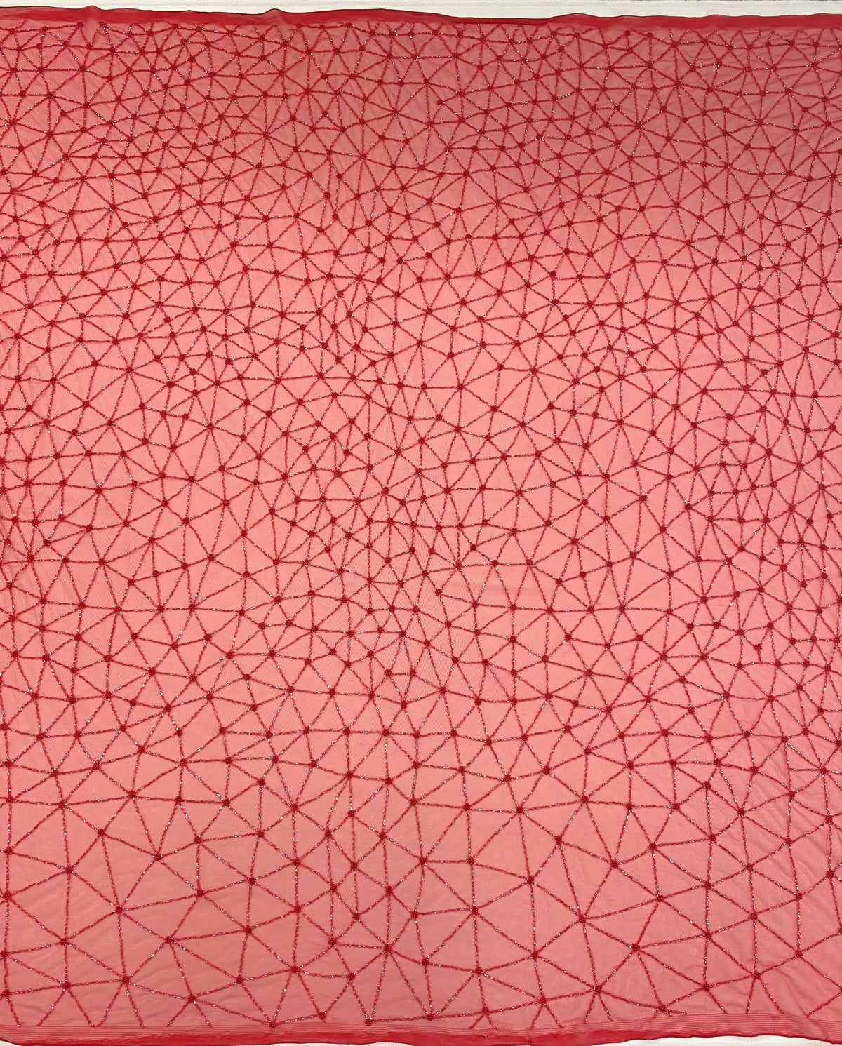 Embellished Geometric Tulle (K25780) - Red
