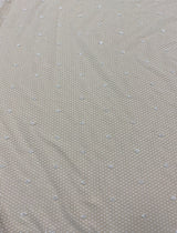 Ivory Beaded Crosshatched Tulle — featuring hand-beading, 100% polyamide, 140cm wide