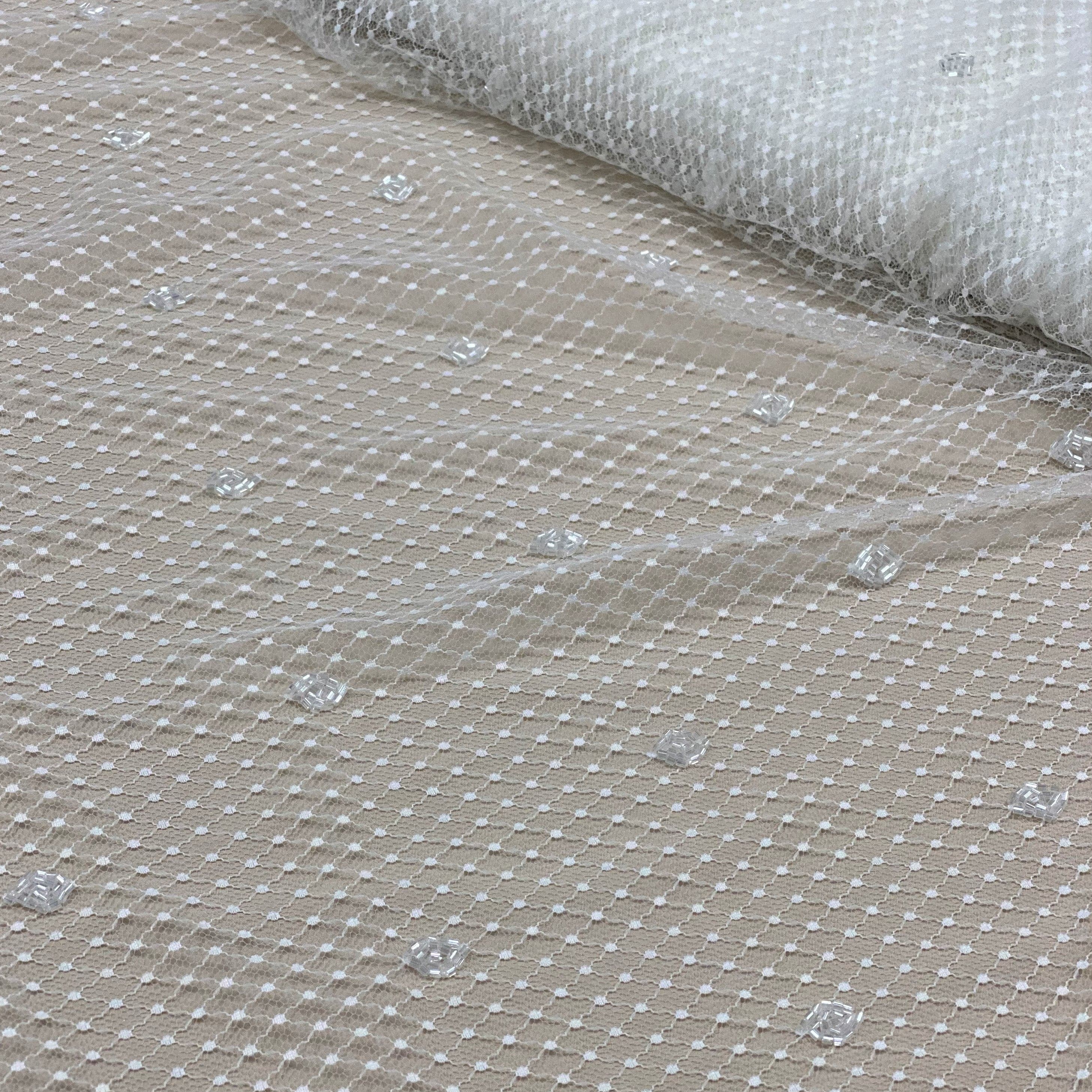 Ivory Emb Beaded Tulle Eb1057 main image 0