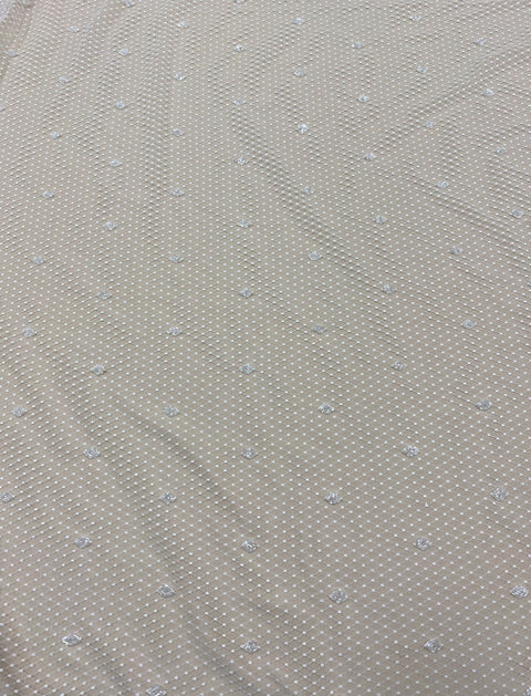 Beaded crosshatched tulle (K25792) Ivory