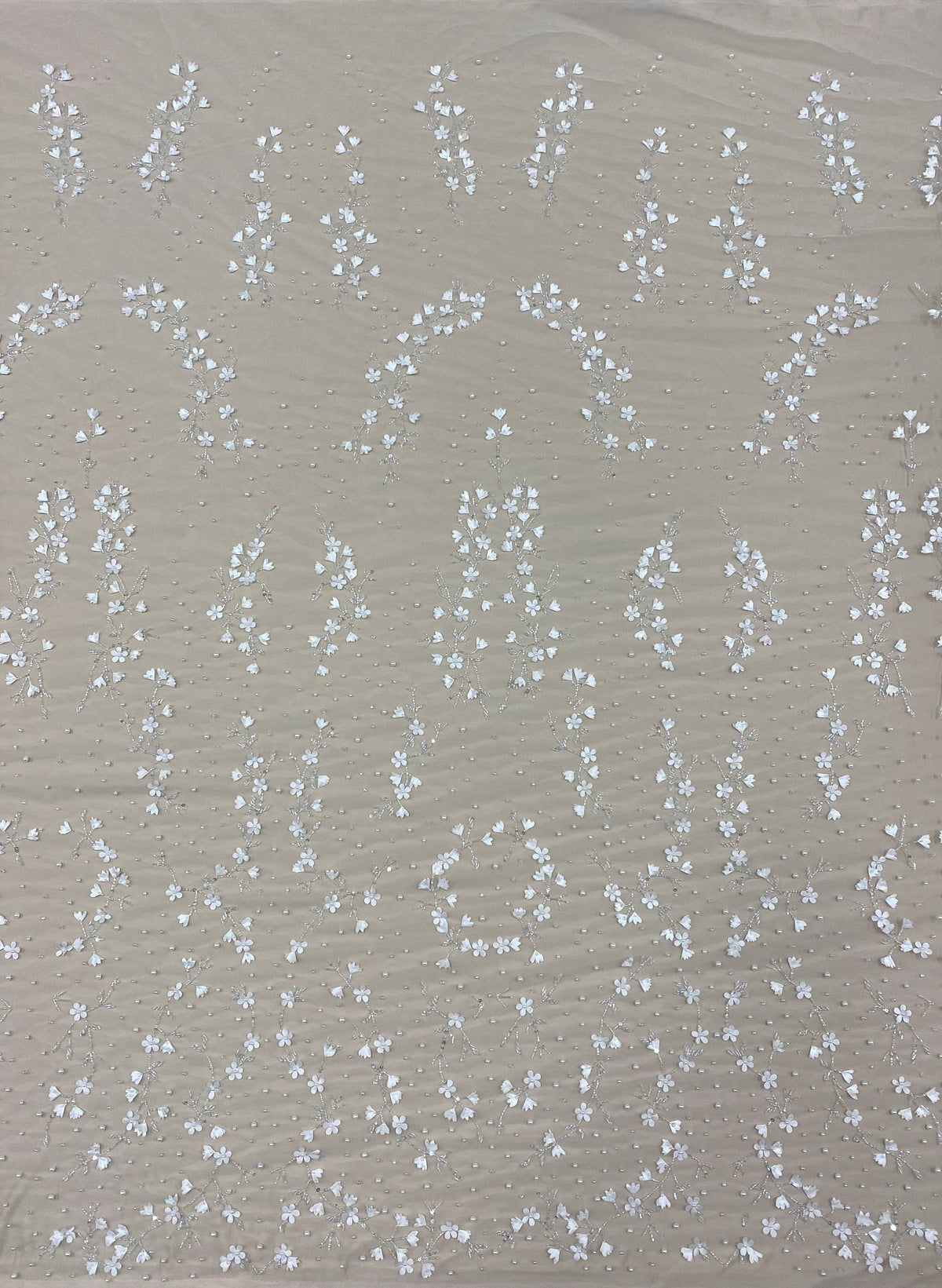 3D Delicate Floral Embellished Tulle (K25904) - Ivory
