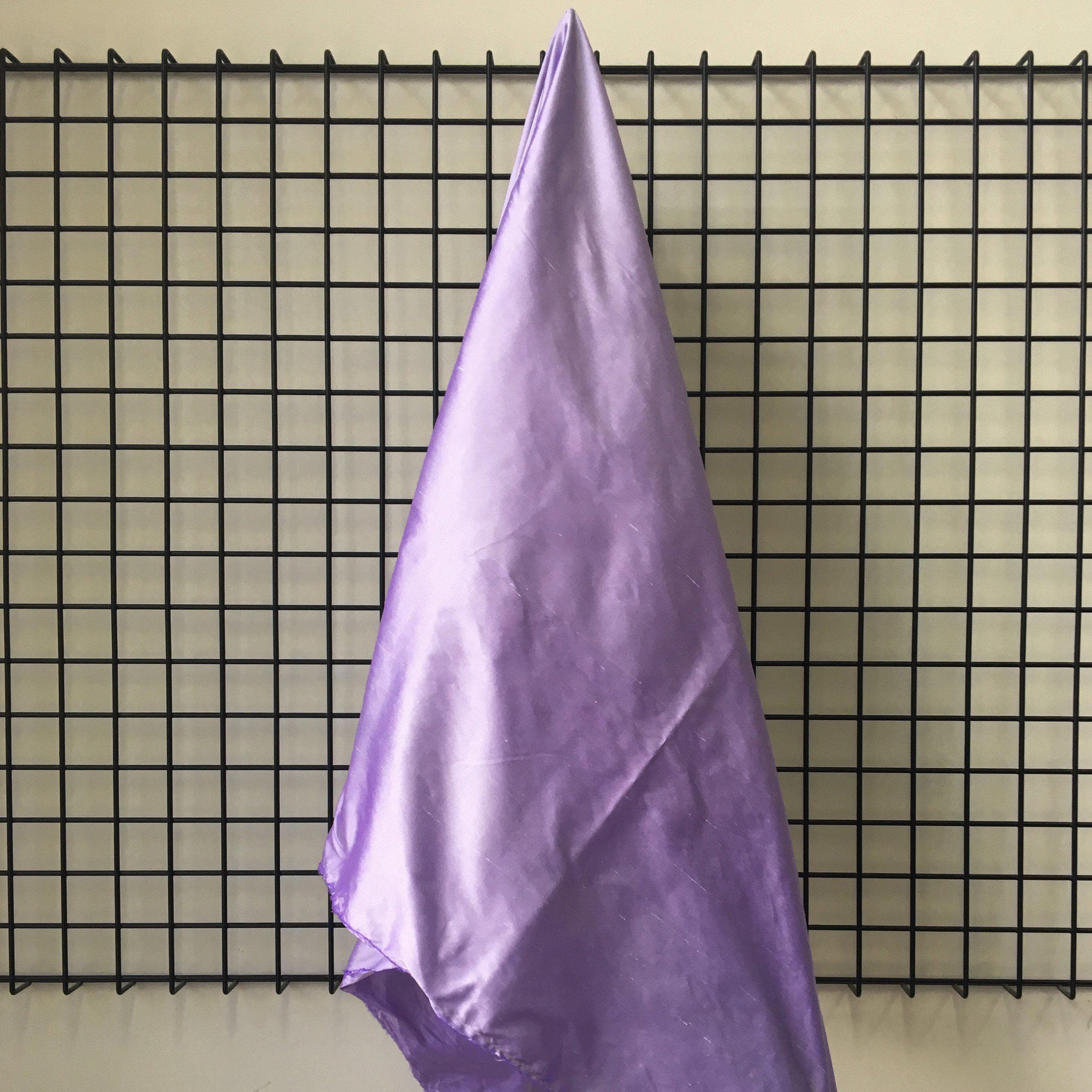 Lavender Silk Dupion — mid-weight and crisp with a lightly slubbed texture, 100% silk, 137cm wide