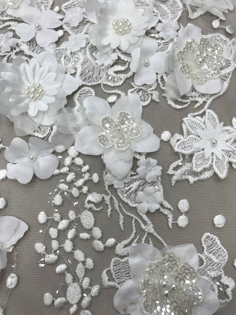 Embellished 3-D Floral Design (Lv10331) Ivory