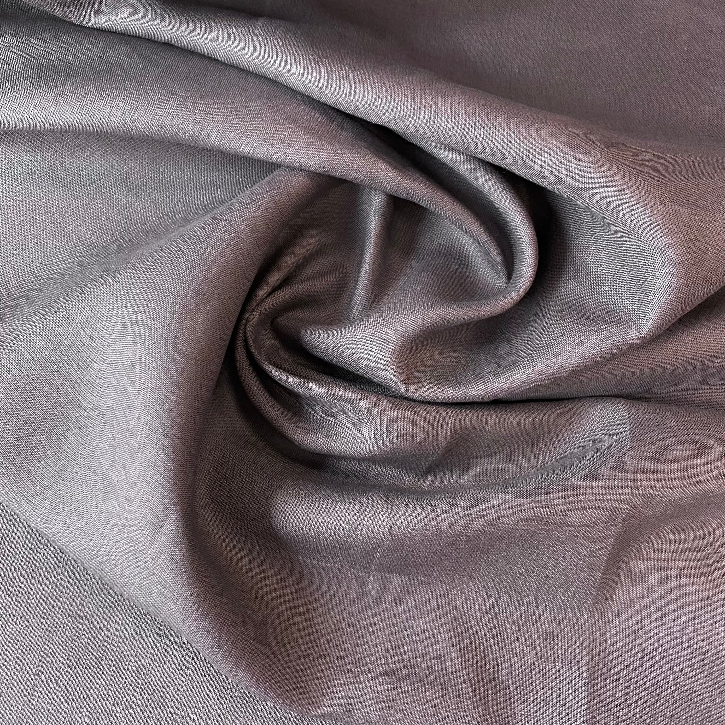 New Slate Linen — mid-weight plain-weave linen with a slightly crisp handle that softens with wear, 100% linen, 135cm wide