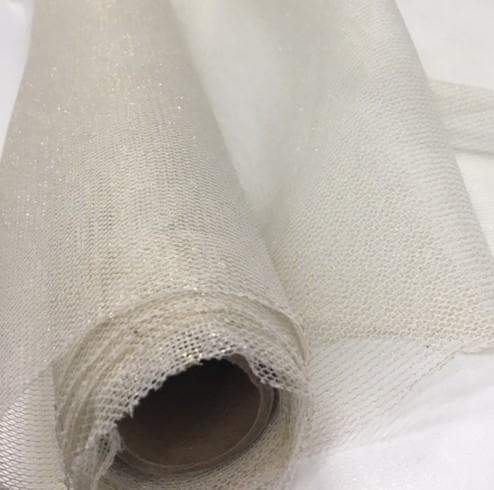 Cream Gold Lurex Tulle — soft, 90% polyester 10% lurex, 150cm wide