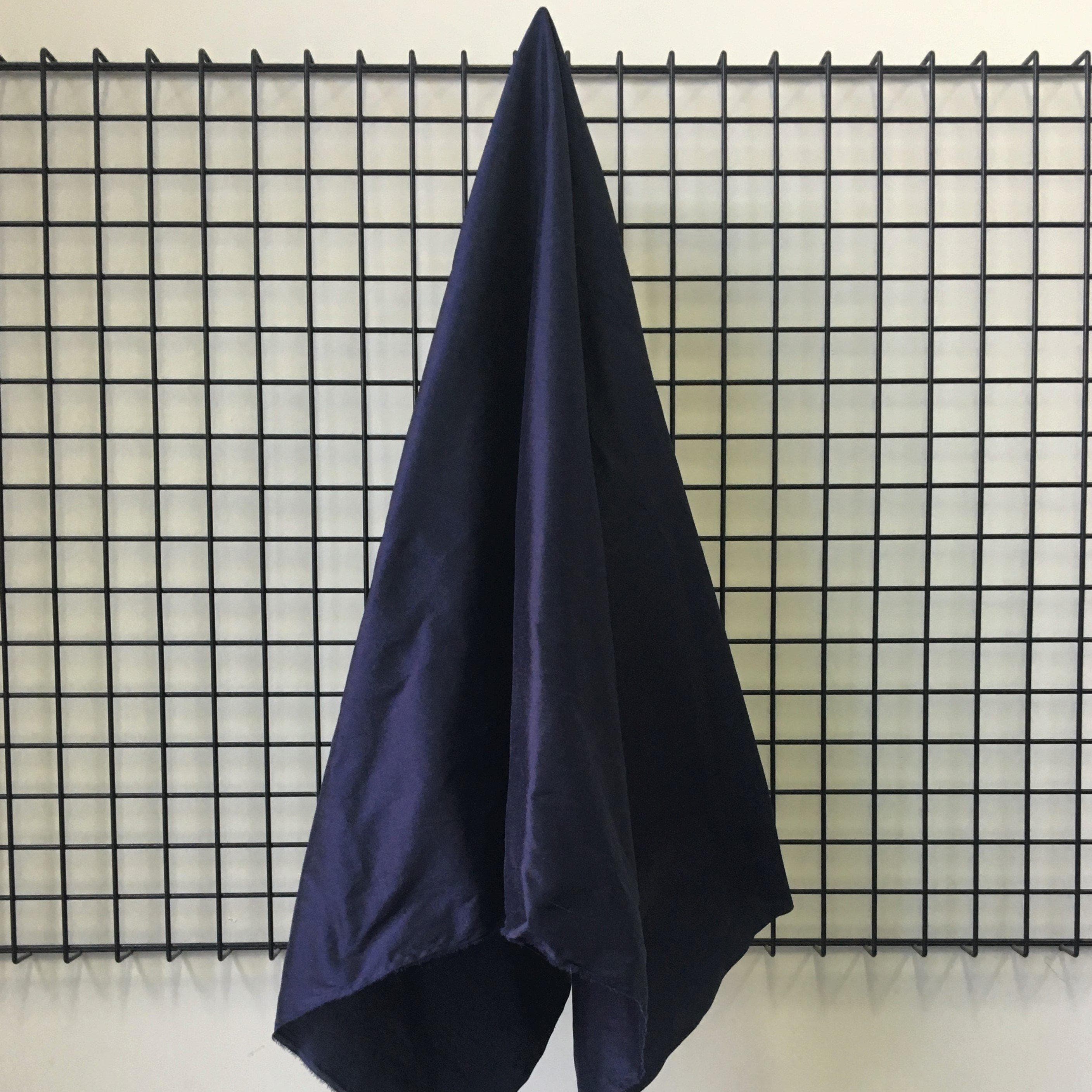 Oxford Blue Silk Dupion — mid-weight and crisp with a lightly slubbed texture, 100% silk, 137cm wide