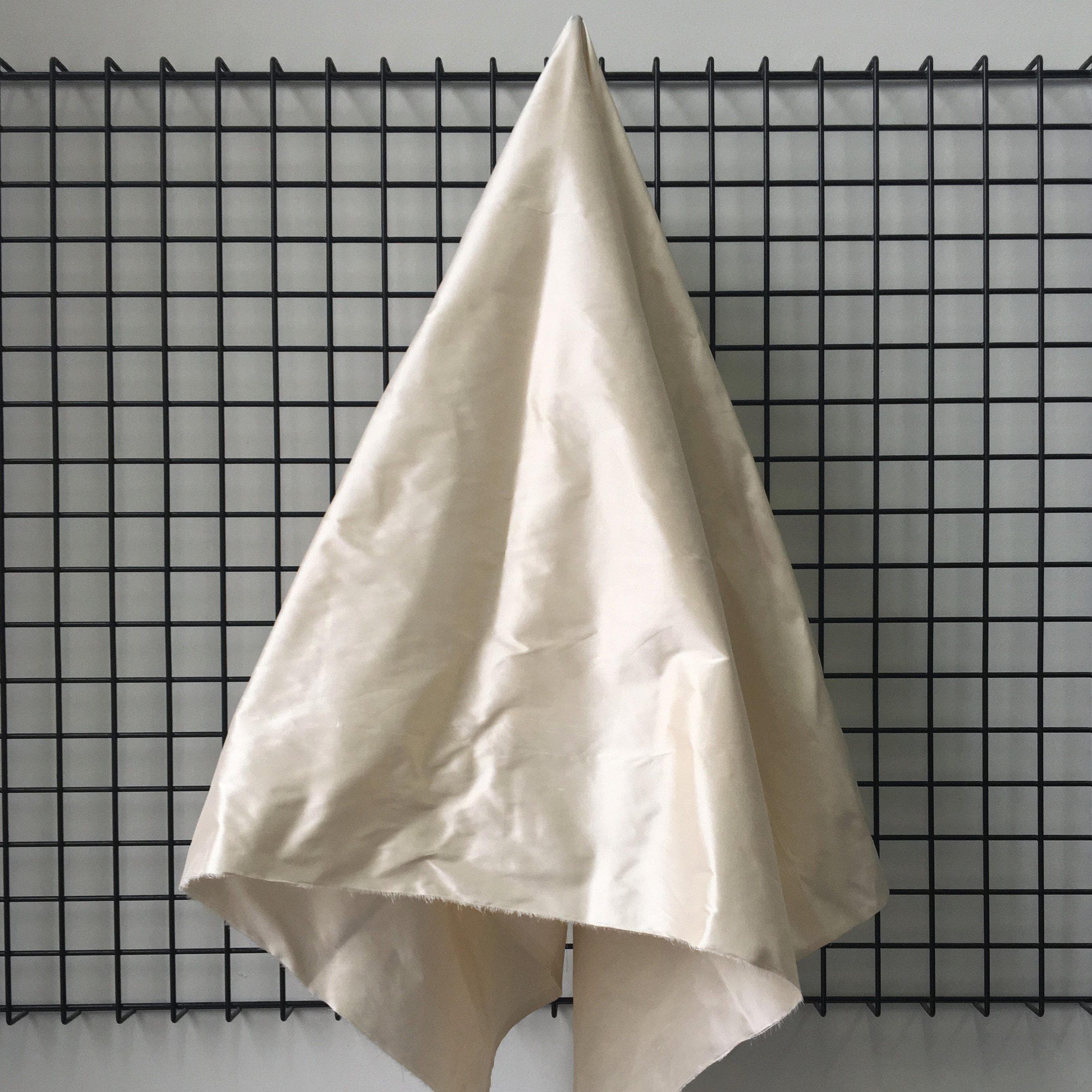 Oyster Silk Dupion — mid-weight and crisp with a lightly slubbed texture, 100% silk, 137cm wide