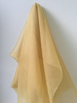 Gold Silk Organza — lightweight, sheer and smooth with a low-sheen finish, 100% silk, 137cm wide