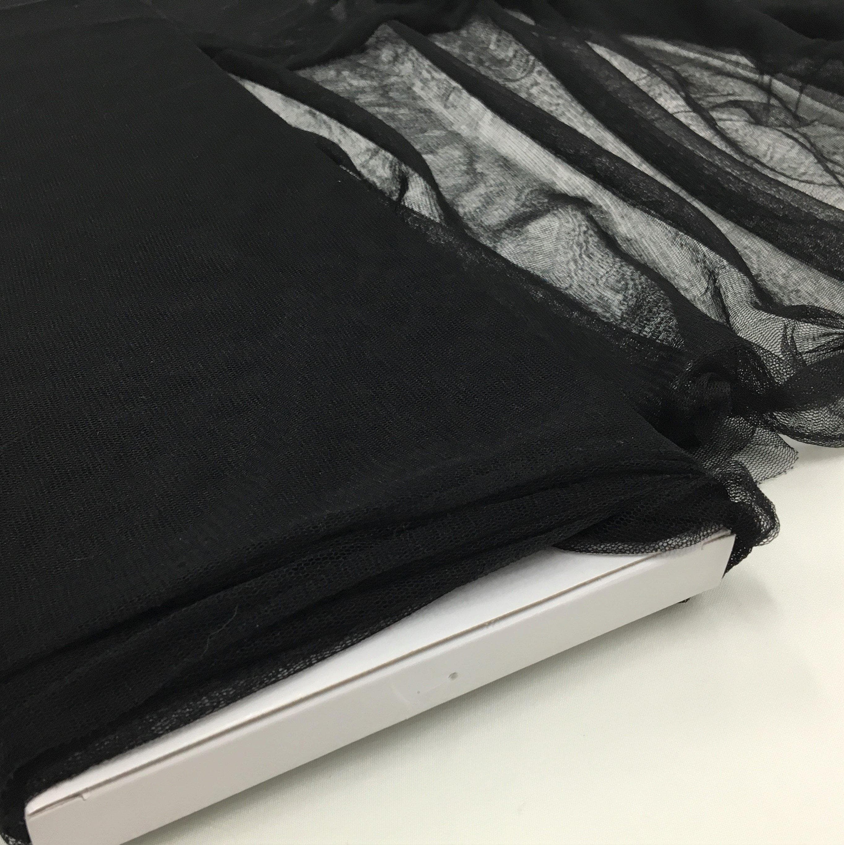 Black Silk Tulle — lightweight, 84% silk 16% polyamide, 180cm wide