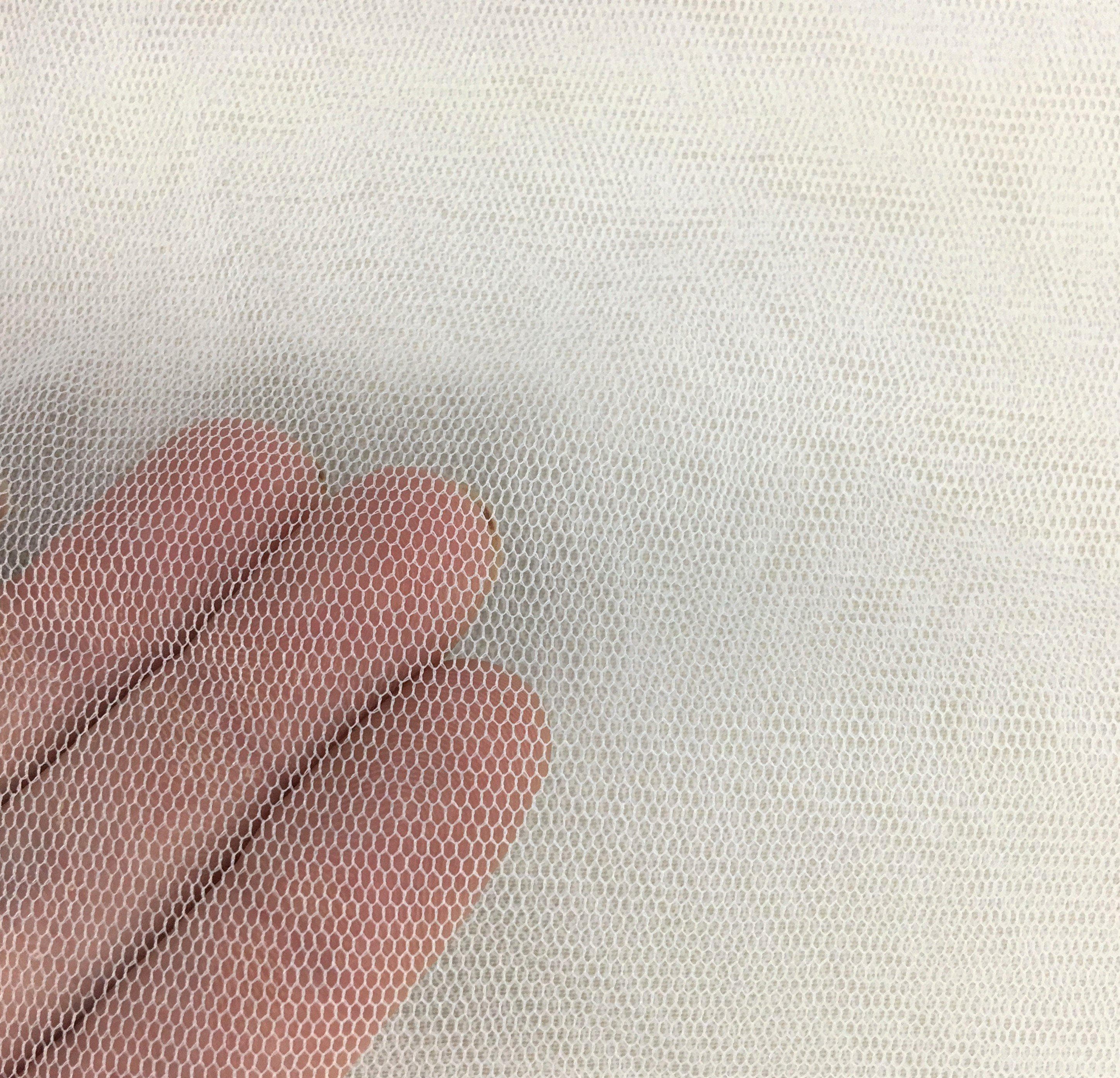 White Silk Tulle — soft, 84% silk 16% polyamide, 180cm wide