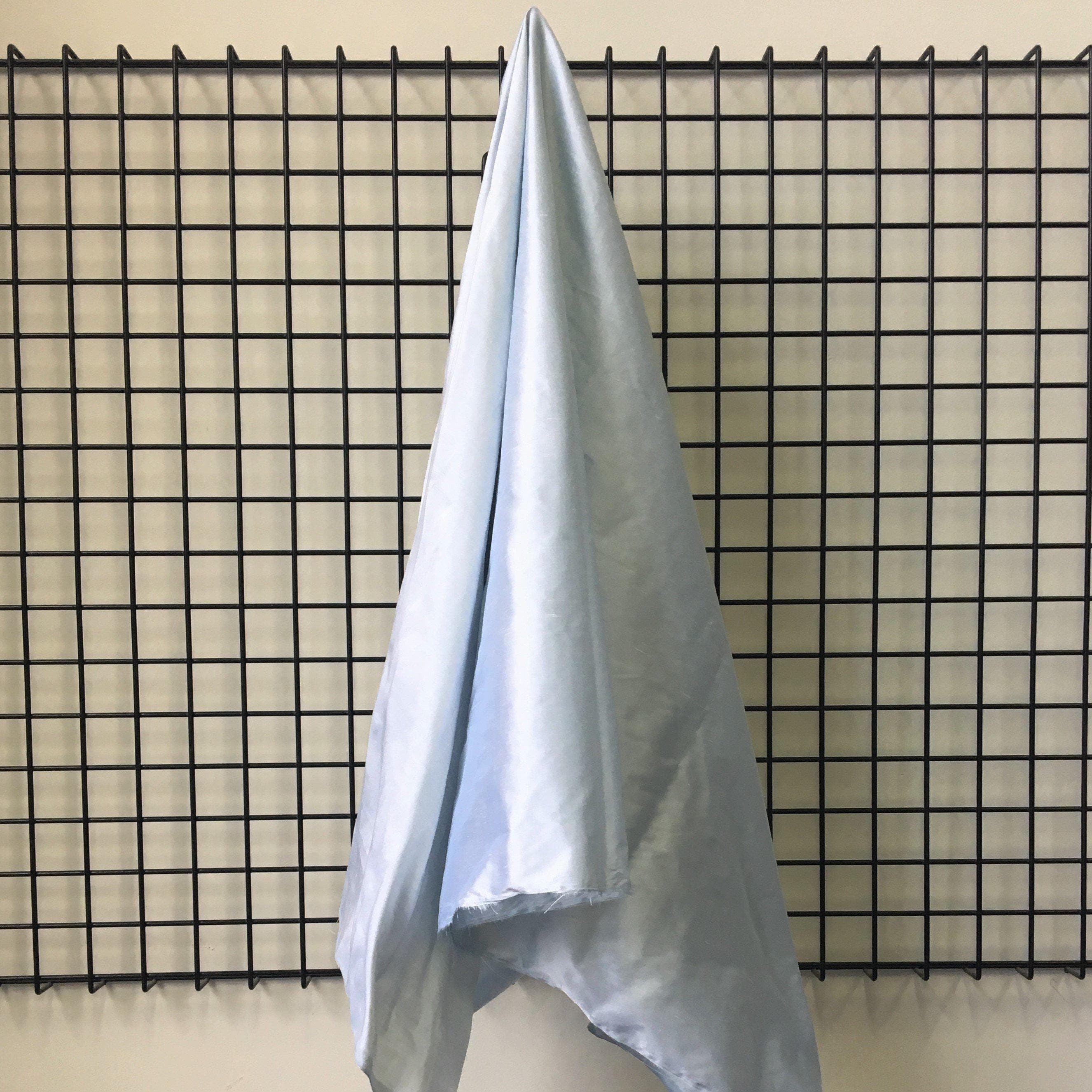 Sky Blue Silk Dupion — mid-weight and crisp with a lightly slubbed texture, 100% silk, 137cm wide