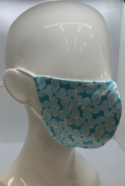 Silk Face Covering Floral Blue