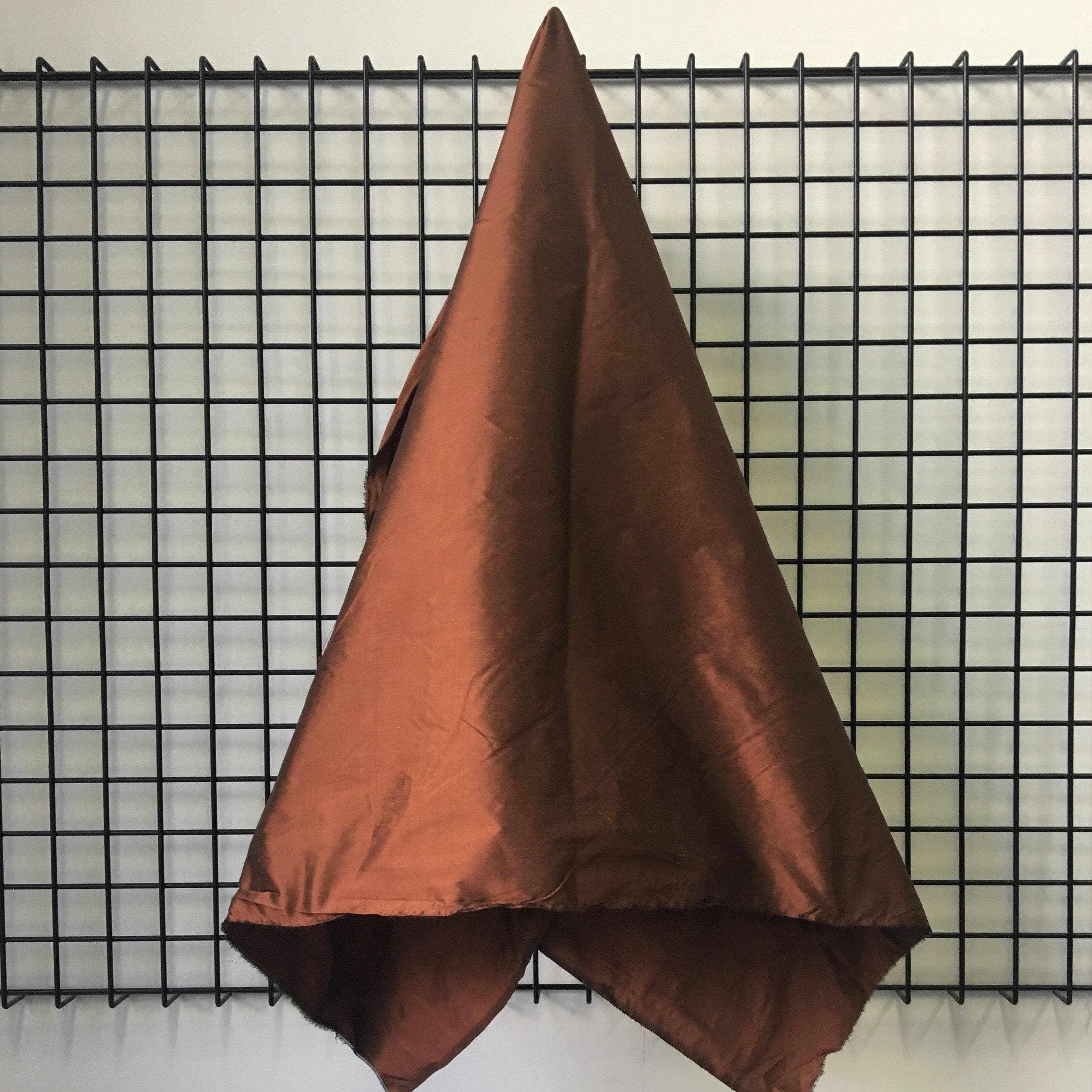 Terracotta Silk Dupion — mid-weight and crisp with a lightly slubbed texture, 100% silk, 137cm wide