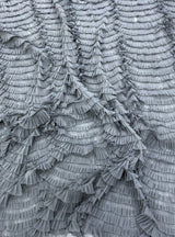 Gunmetal Ruffled Tulle — soft, 100% nylon, 135cm wide