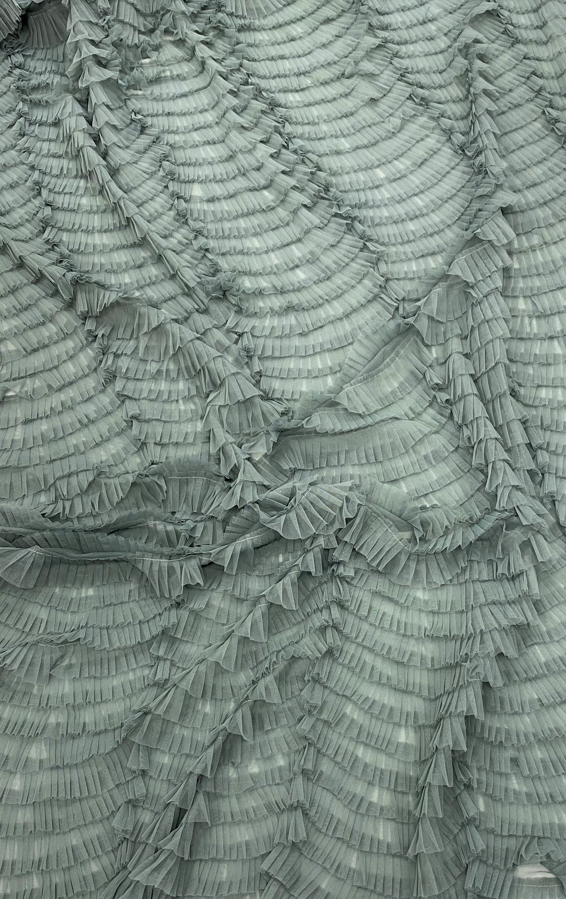 Seagrass Ruffled Tulle — soft, 100% nylon, 135cm wide