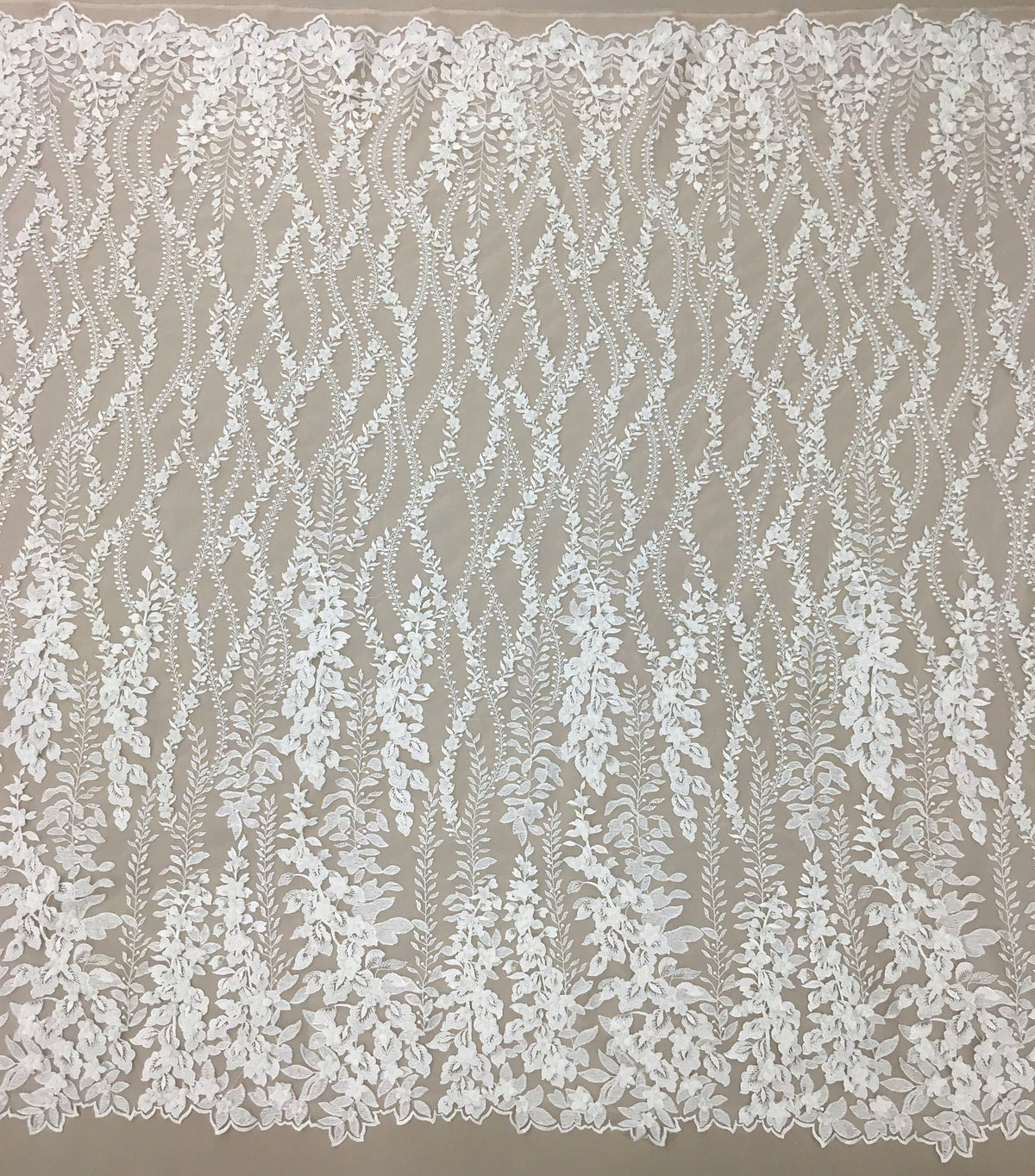 Climbing Floral Embellished Tulle (VJ12517) - Ivory