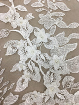 Embellished 3-D Floral Design Ivory