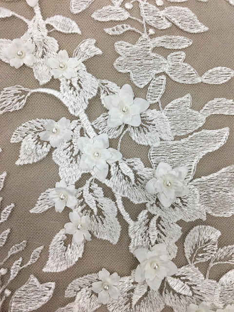 Embellished 3-D Floral Design (VJ12517) Ivory