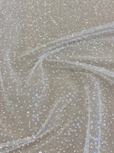 Ivory Sequin Tulle — featuring hand-beading and sequins, 100% nylon, 110cm wide