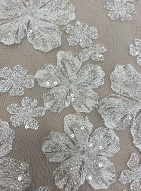 Embellished Floral Tulle (VJ3356028) Ivory