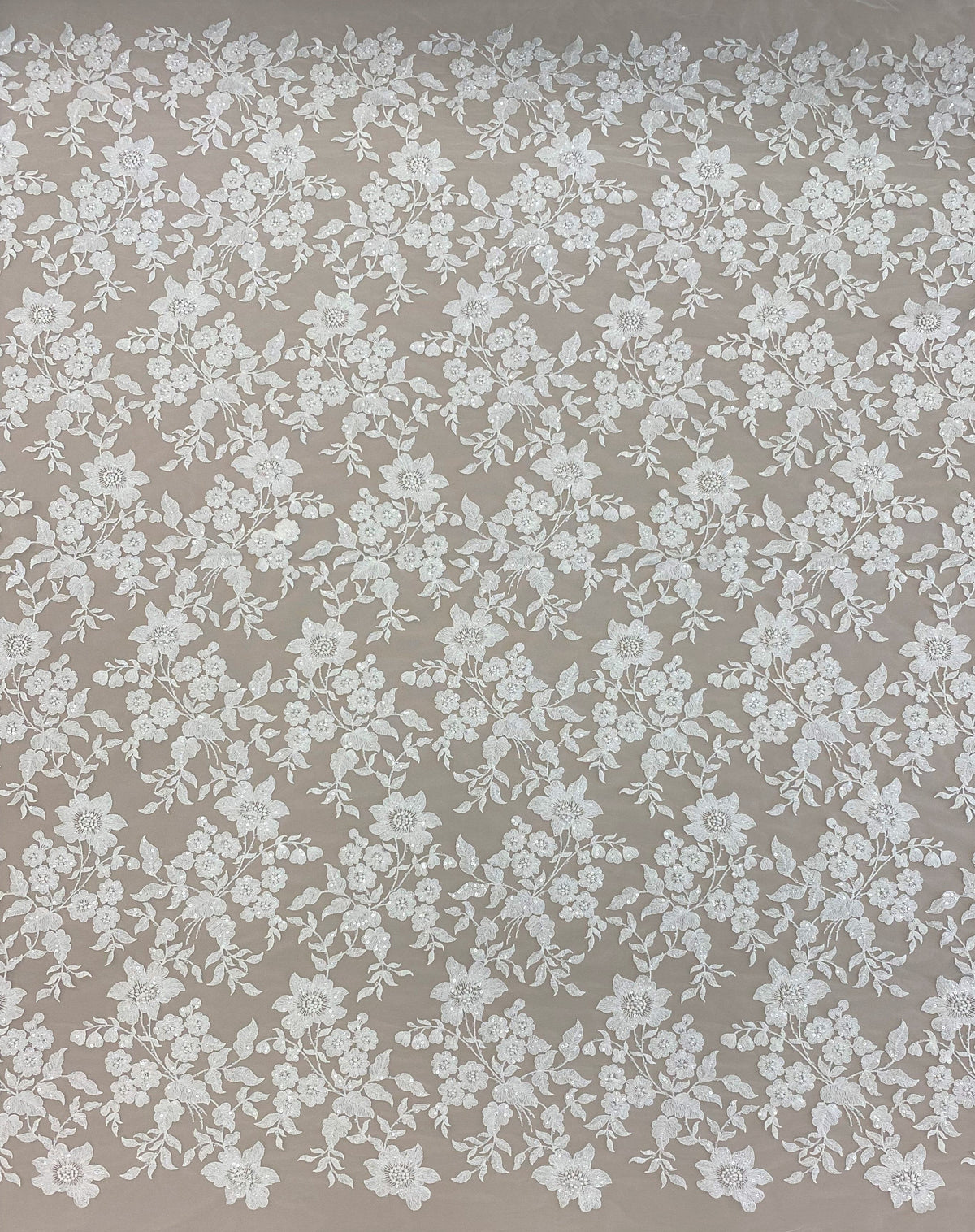 Embellished Blooming Floral Tulle (VJ3356050) - Ivory
