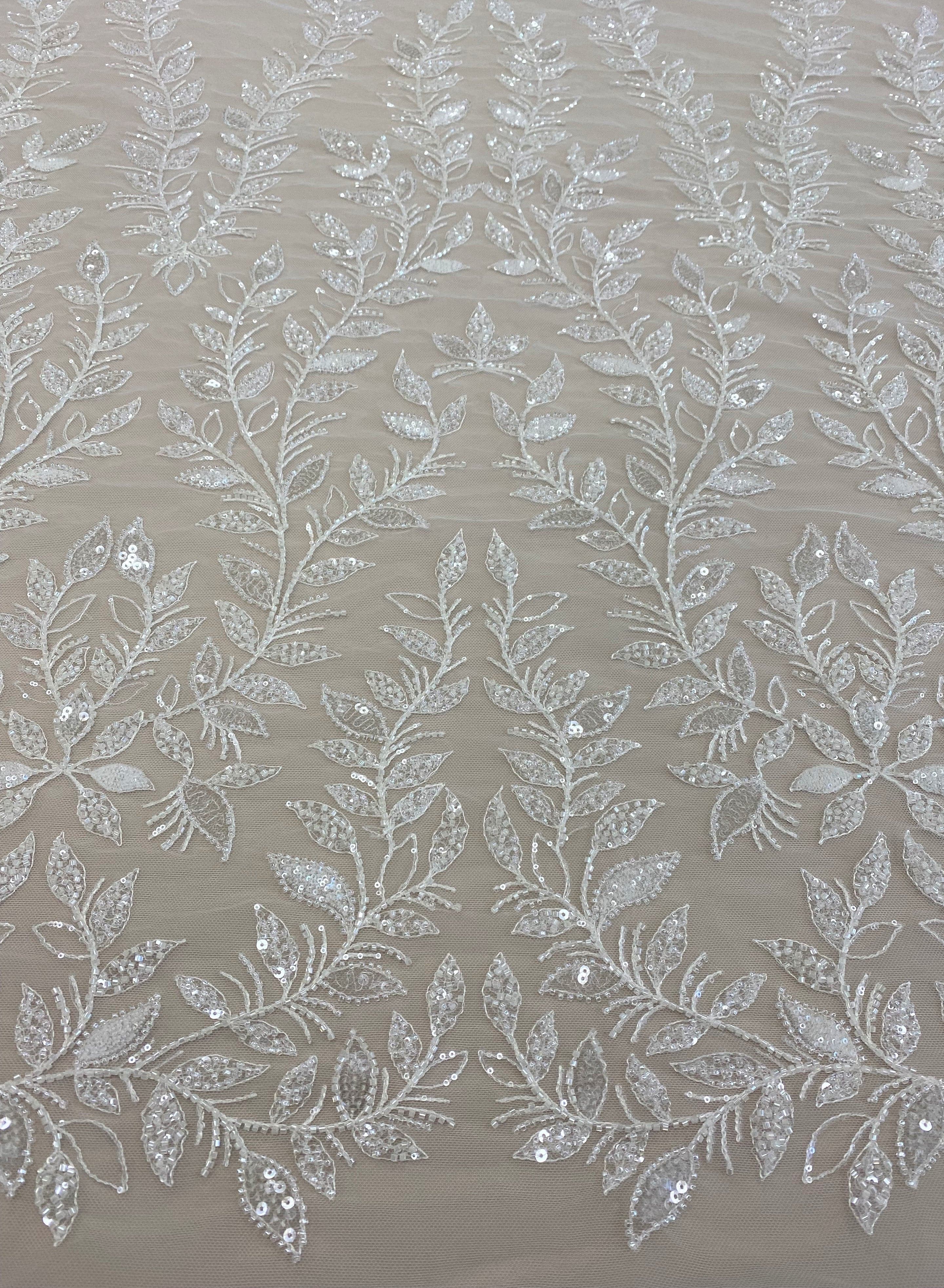 Ivory 3d Embroidered Beaded Tulle Eb1036 main image 1