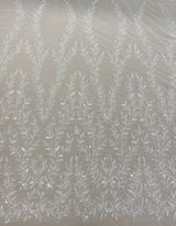 Ivory Embroidered Tulle — soft, 60% rayon 40% nylon, 140cm wide