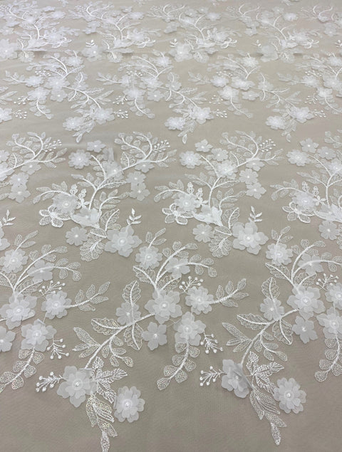 3D Floral Tulle  (VJ357) Ivory